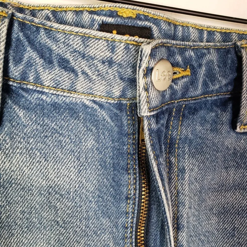 Lee Modern Vintage Distressed Denim Mini Skirt 29 M Prairie‎ Blue Jean